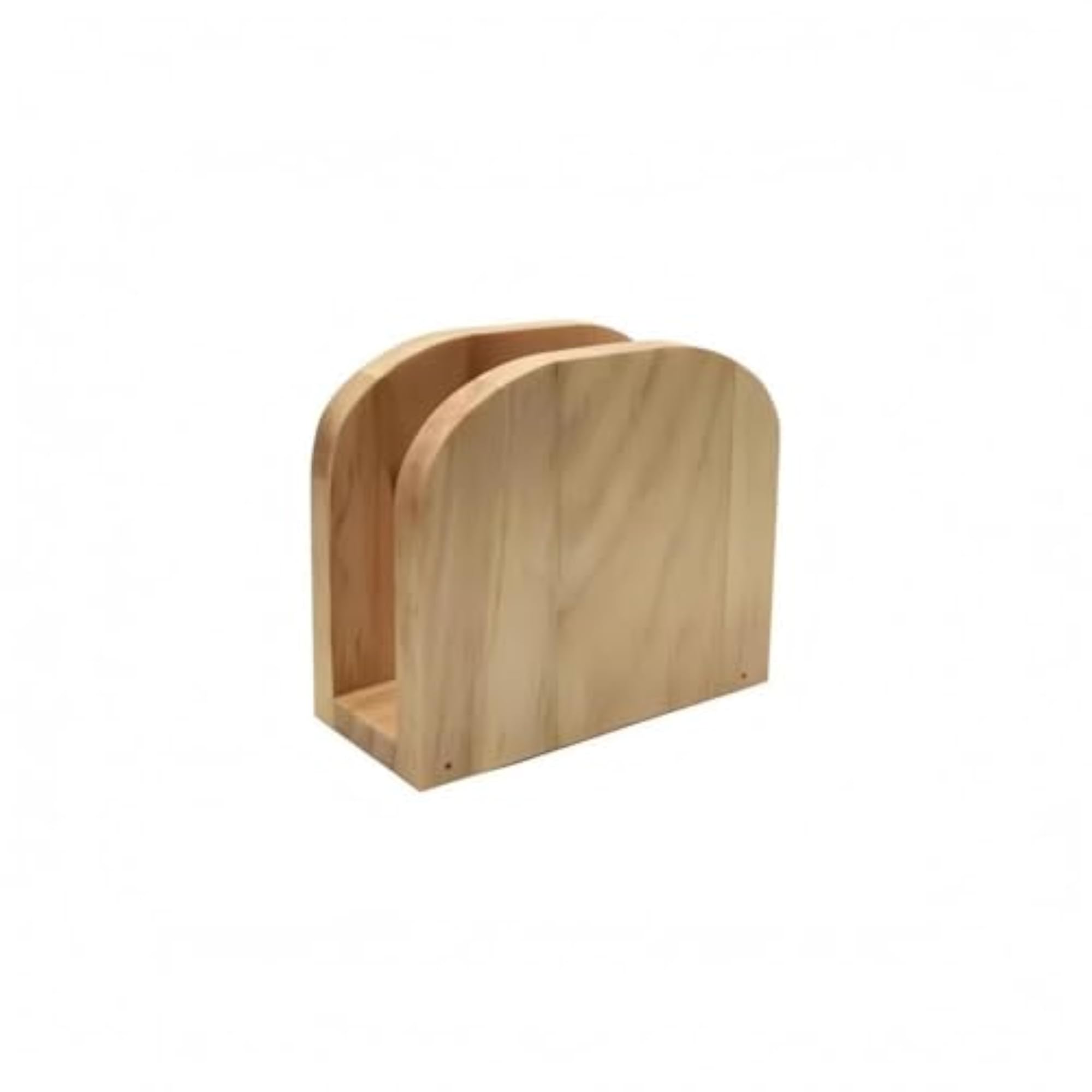 Semicircular Wooden Napkin Holder with Rectangular Base, Wood